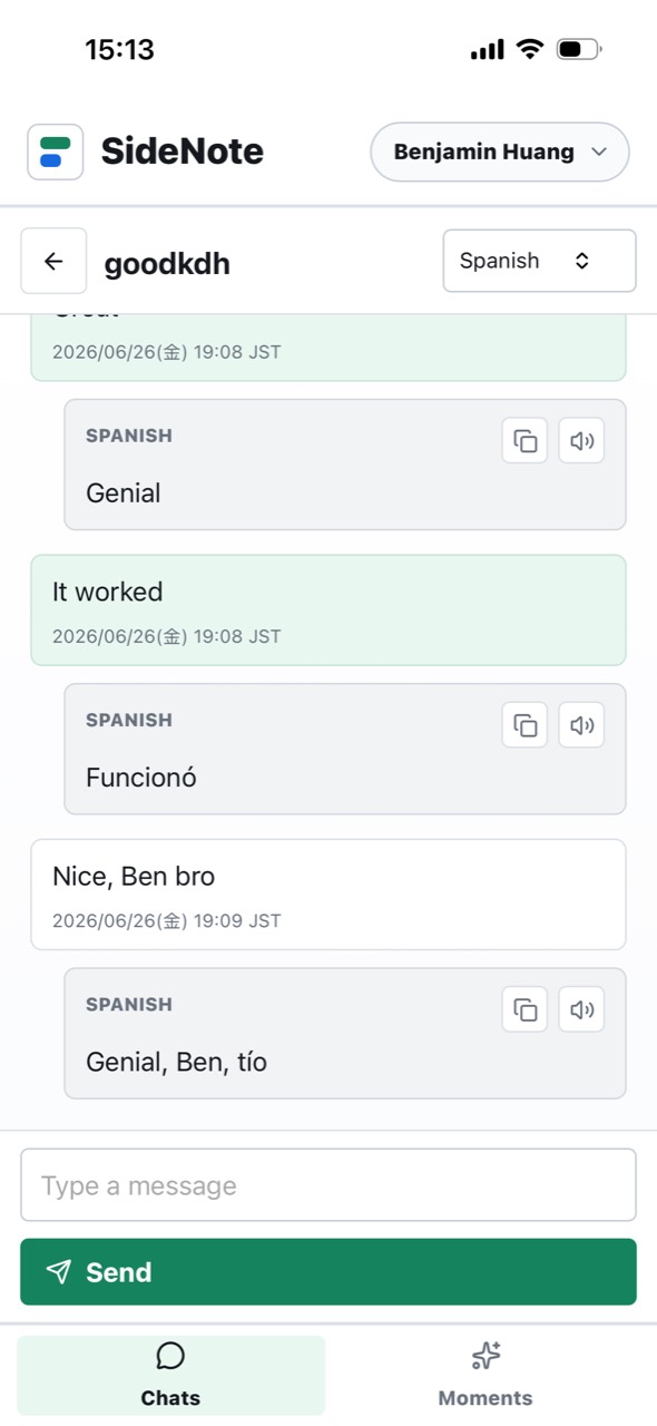 SideNote chat screenshot
